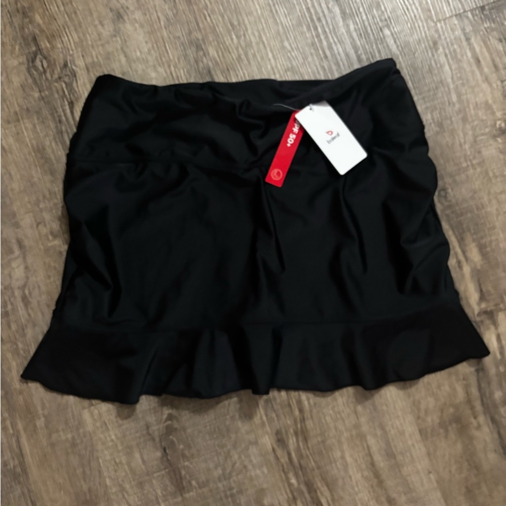 Baleaf Black Ruched Bubble Mini Swim Skirt